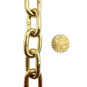 Gold Plated Welded Link Lighting Chain, size 6mm. Commercial Grade  Steel Chain. Delivery Australia wide. Shop: chain.com.au