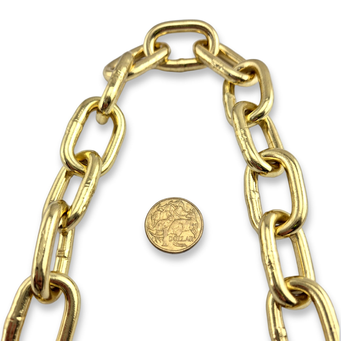 Gold Plated Welded Link Lighting Chain, size 6mm. Commercial Grade  Steel Chain. Delivery Australia wide. Shop: chain.com.au