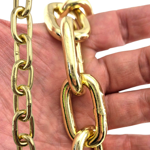 Gold Plated Welded Link Lighting Chain, size 6mm. Commercial Grade  Steel Chain. Delivery Australia wide. Shop: chain.com.au