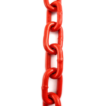 Welded Steel Chain - Red Powder Coated. Sizes: 6mm, 8mm. Chain by the metre or bulk buy 25kg buckets. Shipping Australia wide. Shop online chain.com.au