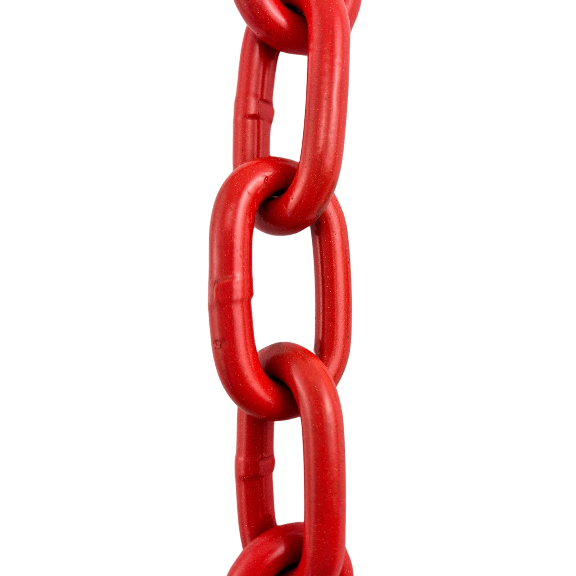 Red Powder Coated Welded Steel Chain. Sizes: 6mm, 8mm. Chain by the metre, bulk buy 25kg buckets and 500kg drums. Shipping Australia wide. Shop online chain.com.au