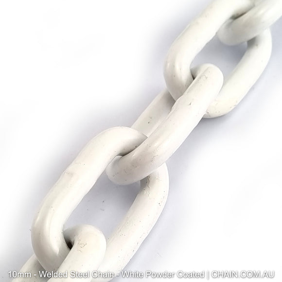White Powder Coated Welded Steel Chain. Many Sizes. Australia Chain