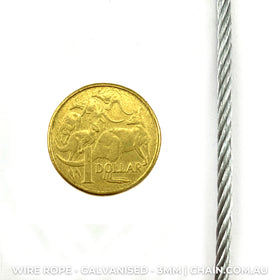 Galvanised wire rope (wire cord, wire cable) Size: 3mm. Australia wide shipping. Chain.com.au