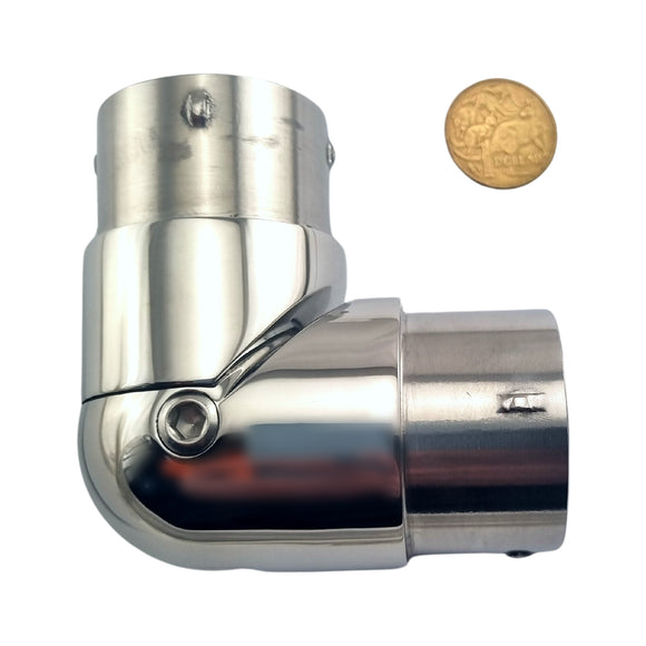 Stainless Steel Adjustable Connector - 50.8mm Rail Fitting. Australia wide shipping. Shop: chain.com.au