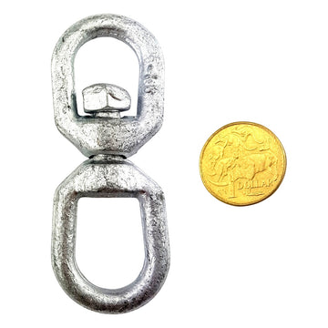 Chain Swivel made of Galvanised Steel in an Eye-Eye style, size: 6mm. Australia