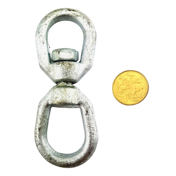 Chain Swivel made of Galvanised Steel in an Eye-Eye style, size: 8mm