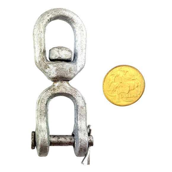 Chain Swivel made of Galvanised Steel in an Eye-Jaw style, size: 6mm