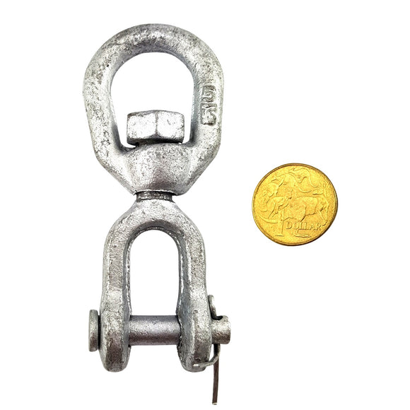 Chain Swivel made of Galvanised Steel in an Eye-Jaw style, size: 8mm