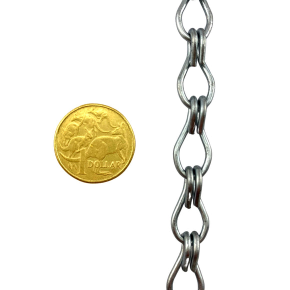 Australian made Double Jack Chain, Size: 2mm in Galvanised Steel. Melbourne, Australia.