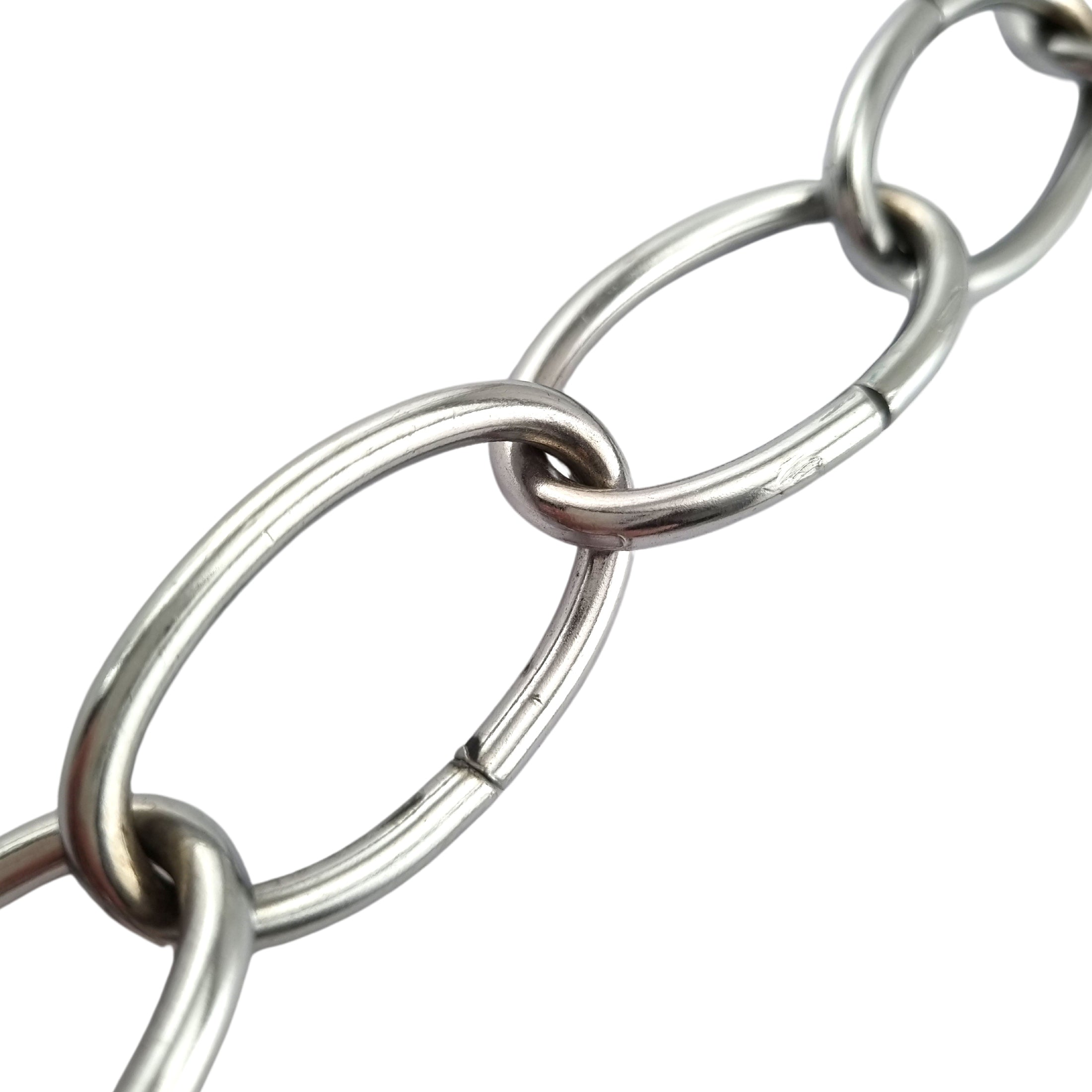 Chrome Plated Lighting Chain, size: 3.8mm. Commercial grade. Chain by the metre & bulk buy. Factory direct prices. Australia wide shipping from Melbourne. Shop: chain.com.au