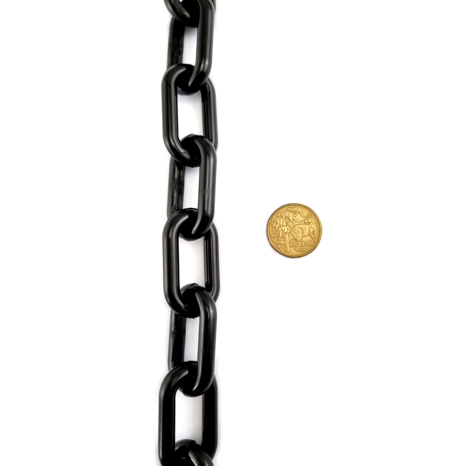 Plastic Chain Black. Size: 8mm. Order by the metre. Australia wide delivery.