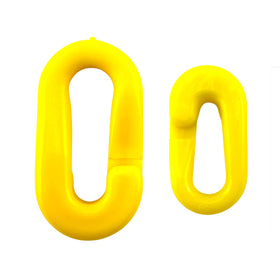 Yellow plastic connecting links in 6mm and 8mm sizes. Also known as plastic chain joining clips. Shipping Australia wide