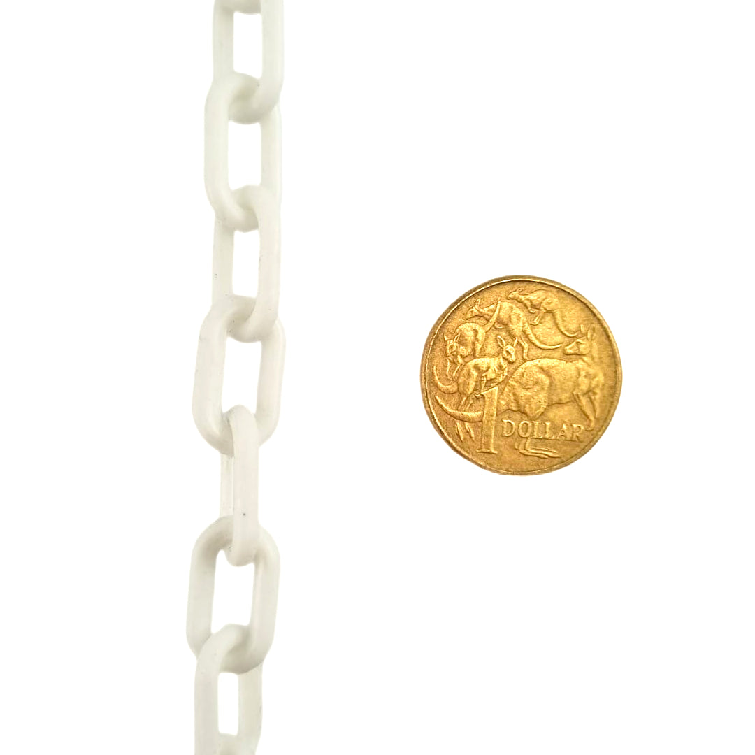 White Plastic Chain, size 3mm. Chain by the metre. Shipping Australia wide