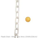 White Plastic Chain, size 6mm. Chain by the metre. Australia wide shipping.