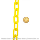 Yellow Plastic Chain, size: 6mm. Chain by the metre or bulk buy larger reels. Australia wide shipping + Melbourne pick up. Shop: Chain.com.au