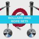 Bollard Set - Traditional bollard in a chrome finish with Red or Black Rope. Chain.com.au