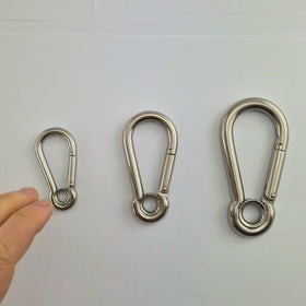 Snap Hooks with Eye in 316 Stainless Steel. Sizes: 6mm, 8mm, 10mm. Australia wide shipping. Chain.com.au