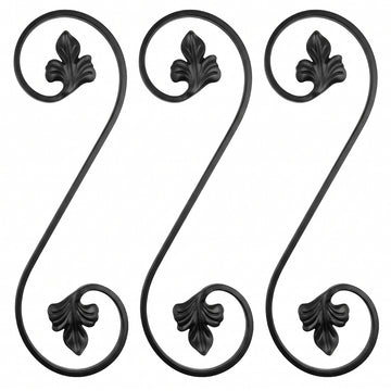 Black and zinc steel scrolls in style: DHP21-06.  Wrought iron fencing components. Australia.