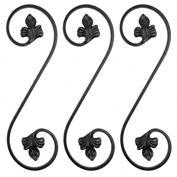 Black and zinc steel scrolls in style: DHP21-06.  Wrought iron fencing components. Australia.