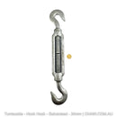 Turnbuckles - Galvanised - Hook-Hook - Size: 24mm. Australia wide shipping