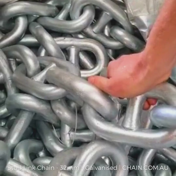 32mm Galvanised Stud Link Chain. Extra large chain. Australia wide shipping and Melbourne pick-up.