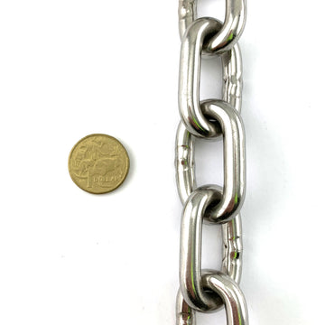 8mm stainless steel welded link chain in a 25kg bucket, with 19 metres of chain. Melbourne Australia