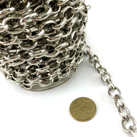 Chrome-plated box chain, size: 4mm. Order by the metre. Australia wide delivery.