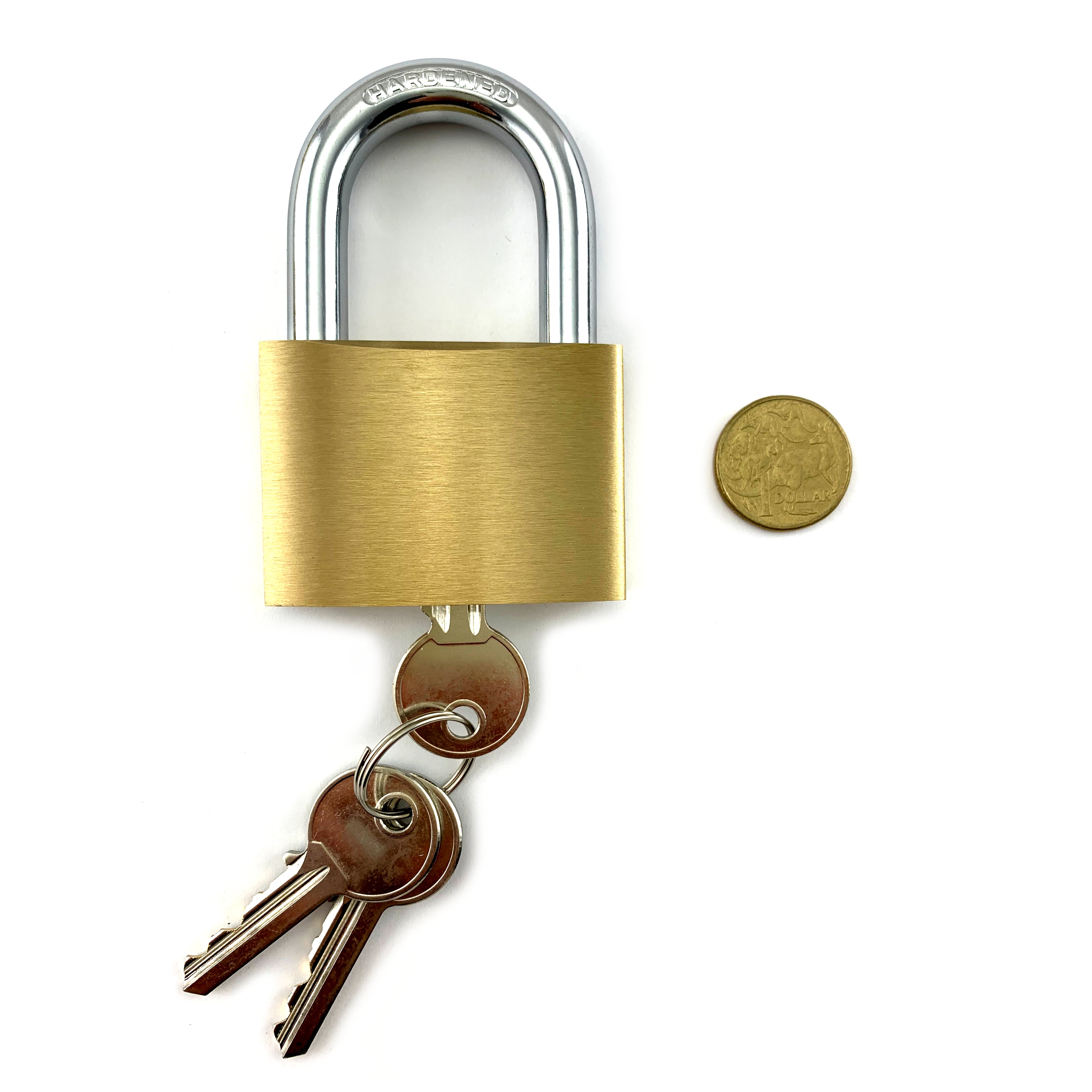 Brass Padlock, Large. Shackle size 10mm. Hardened steel and brass. Australia wide delivery.