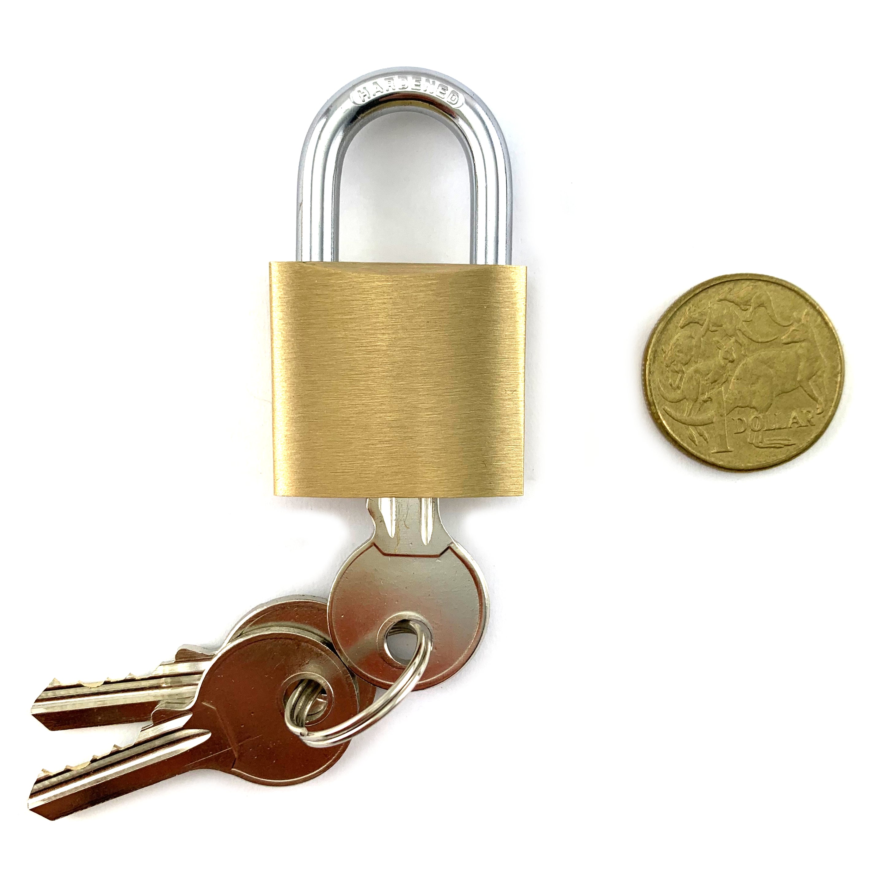Brass and Hardened Steel Padlock, Small size, 5mm shackle. Australia wide delivery.