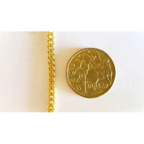 Curb jewellery chain gold-plated finish, size: C100, quantity: 25-metre reel. Melbourne Australia