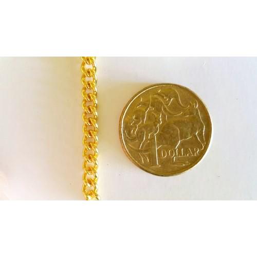 Curb jewellery chain gold-plated finish, size: C120, 25-metre reel.