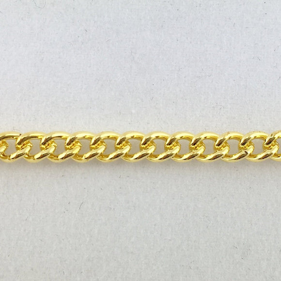 Curb jewellery chain in a gold-plated finish, size: C220, quantity: 25 metres. Australia wide delivery