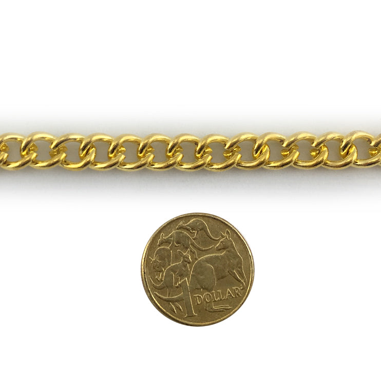 Gold Curb Jewellery Chain size: C200 x 25m, Melbourne, Australia wide delivery.