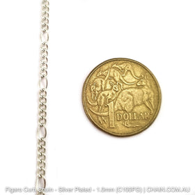 Figaro Curb Chain Silver Plated. Size: 1.0mm, C100FG. 25m Reel. Shop Jewellery Chain online. Australia wide shipping. Chain.com.au