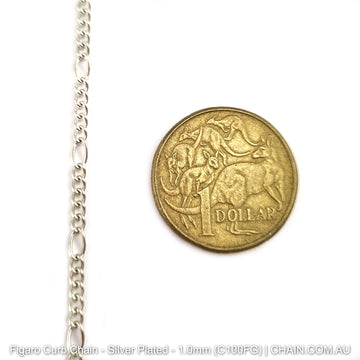 Figaro Curb Chain Silver Plated. Size: 1.0mm, C100FG. 25m Reel. Shop Jewellery Chain online. Australia wide shipping. Chain.com.au