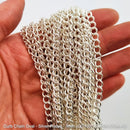 Oval Curb Chain - Silver Plated - Size: 1.0mm (CO100). Jewellery chain Australia. Shop chain online chain.com.au
