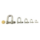 Marine grade type 316 stainless steel D Shackle range. Melbourne Australia