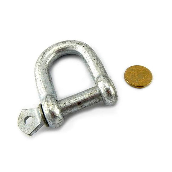 Zinc coated, galvanised D Shackle, size 12mm. Melbourne Australia