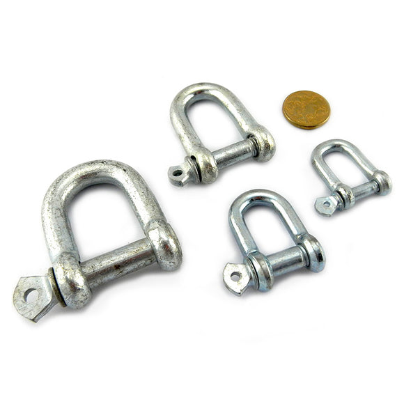 Zinc coated, galvanised D Shackle range. Melbourne Australia