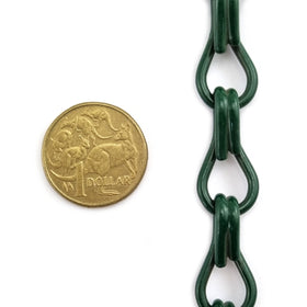 2.5mm Double Jack Chain Green Powder Coated. Australian made. Chain by the metre. Shop hardware online chain.com.au