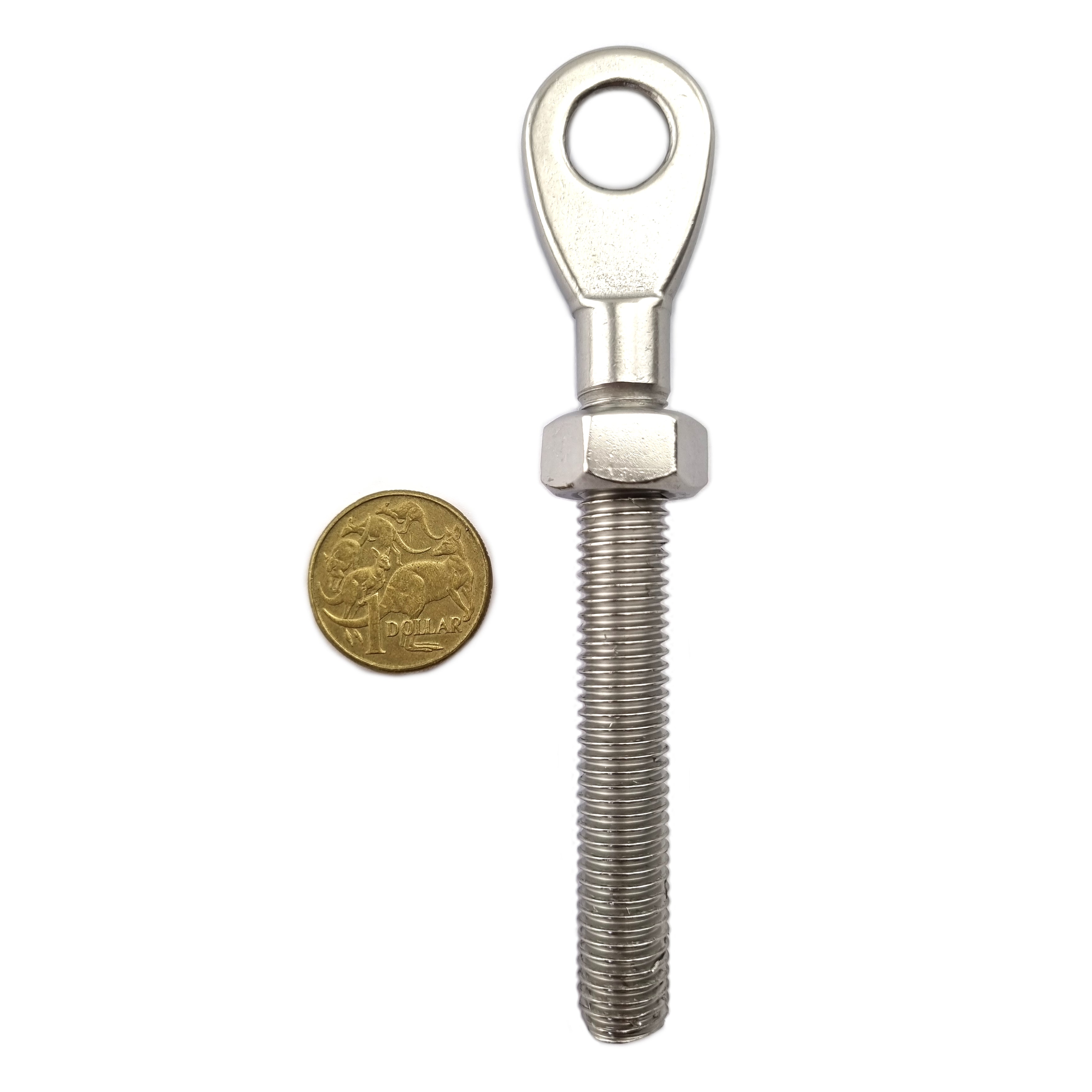 12mm Eye Terminal in Stainless Steel with an 80mm thread. Shop chain.com.au