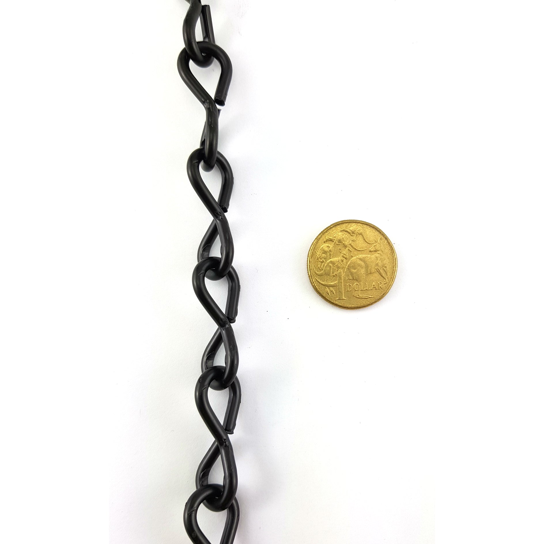 Commercial Jack Chain in Black powder coated finish, size: 3.2mm, in a quantity of 30 metres. Melbourne, Australia.