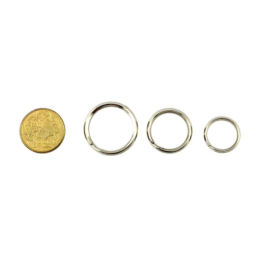 Key Ring - Nickel - sizes 20mm, 25mm, 30mm. Bags of 100. Melbourne Australia