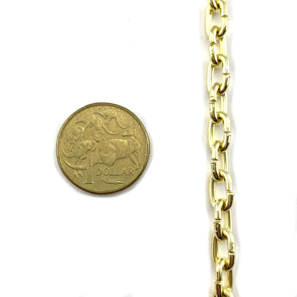 Brass plated decorative mini chain, size 2mm. Melbourne, Australia.