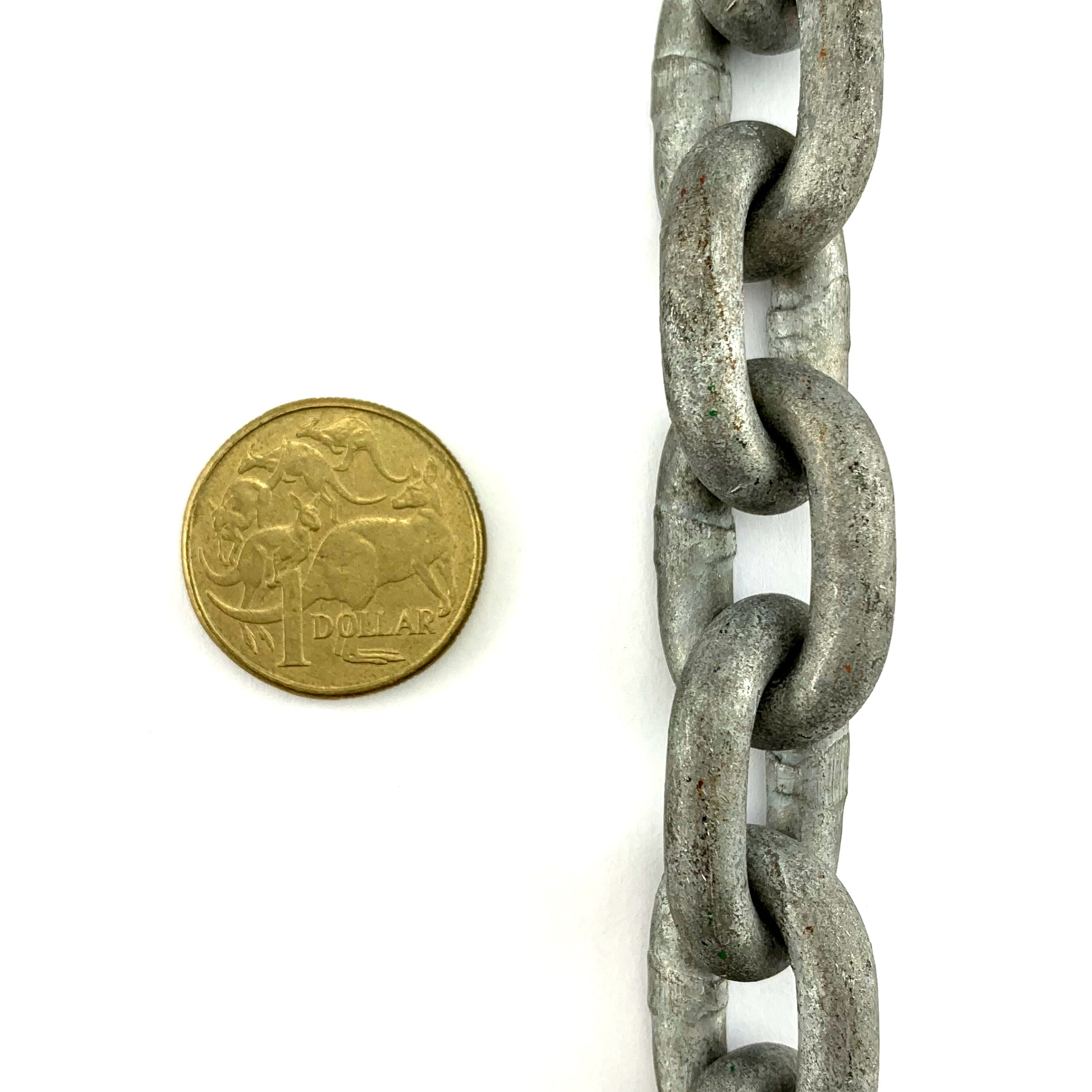 Galvanised playground chain, size 6mm short link, order by the metre or bulk buy 25kg. Australia wide shipping from Melbourne. Shop chain.com.au
