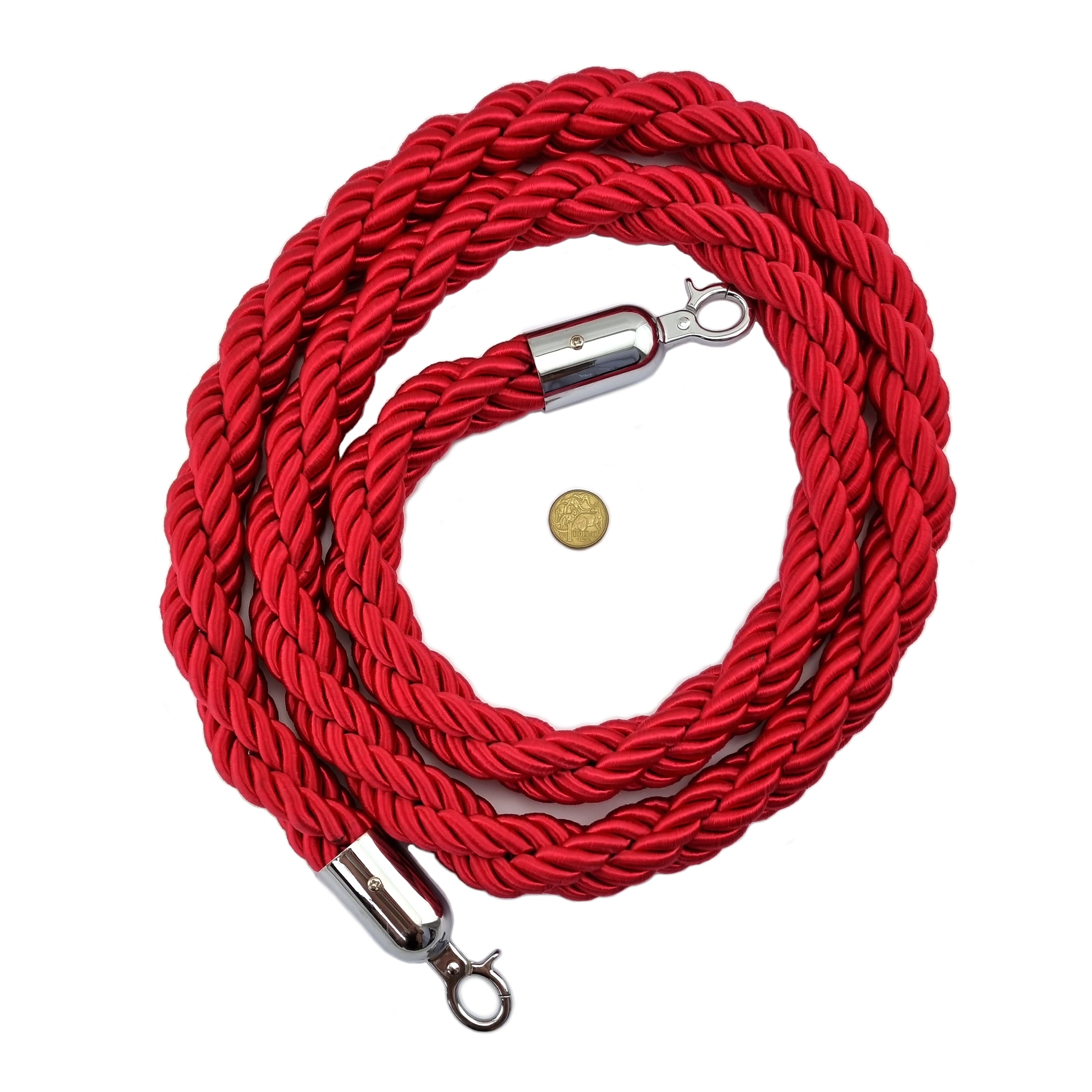 Red Rope with Chrome Ends for Traditional Bollards | Chain.com.au