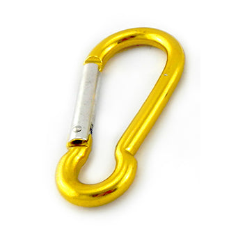 Aluminium snap hook Carabiner in gold, size 8mm, untested. Melbourne, Australia.