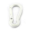 Aluminium snap hook Carabiner in white, size 8mm, untested. Melbourne Australia.