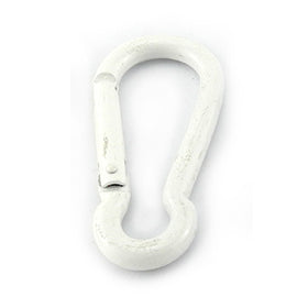 Aluminium snap hook Carabiner in white, size 8mm, untested. Melbourne Australia.