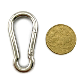 Snap hook in marine grade type 316 stainless steel, size 5mm.